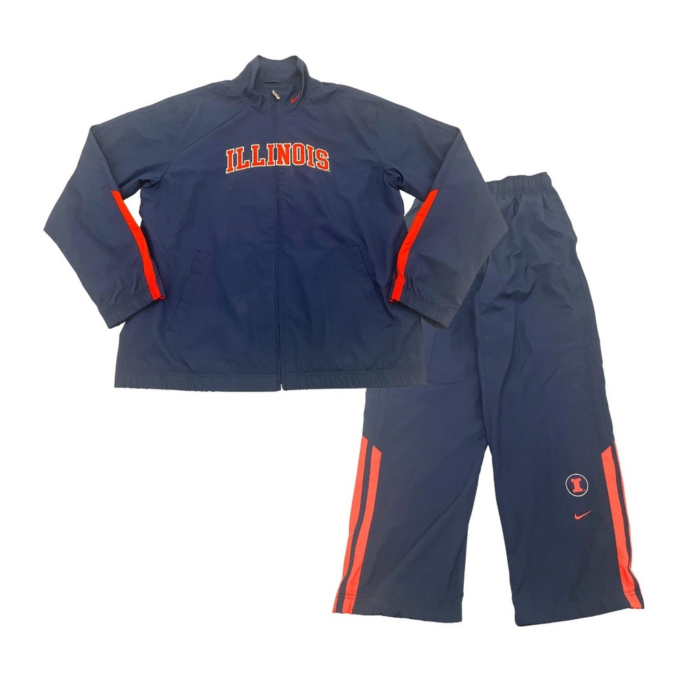 Nike Team Illinois Fighting Illini Tracksuit XL Navy Blue Full Zip Jacket Pants